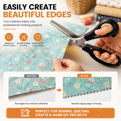 🔥LAST DAY 49% OFF✂️ Professional Pinking Shears – Stainless Steel Zigzag Fabric Cutting Scissors