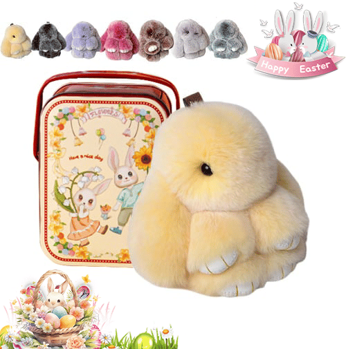 🐰Easter Cute Bunny Plush Keychain - Iron Box Gift Option, 🎁Easter Sweet Surprise