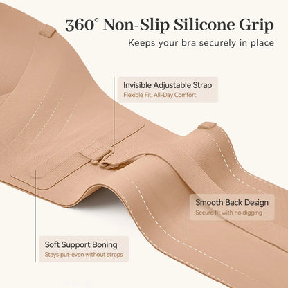 All-Day Non-Slip Front Closure Strapless Bra | Multi-Way Support