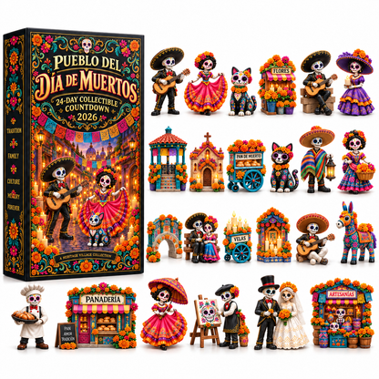 🎁🎁Pueblo del Día de Muertos 2026 – 24-Day Day of the Dead Collectible Countdown Calendar with 24 Unique Miniatures