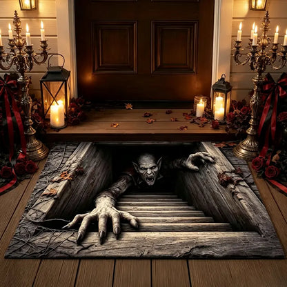 🎃💀 Halloween Front Door Mat – Festive 3D Skull & Clown Horror Rug 🤡