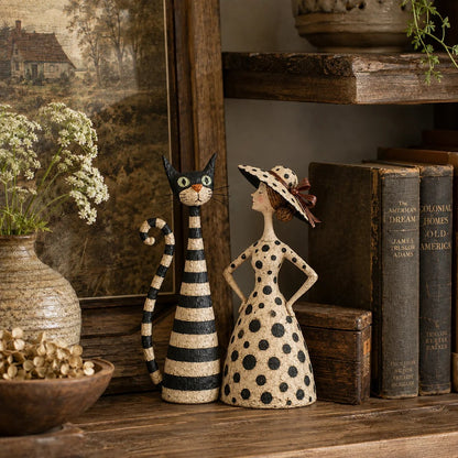 🐱✨ Vintage Cat & Lady Sculptures 🎨