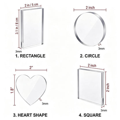 Acrylic DIY Square Fridge Magnets Set with Adhesive Backing - Photo Frames for Crafts, Kitchen, Home Decor Use