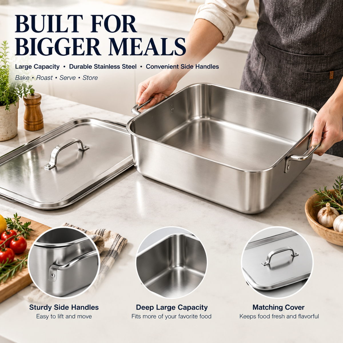 🍞🍪 Large, Extra-Thick, Heavy-Duty Baking Pan – High-Temperature Resistant Kitchen Tray 🔥👨‍🍳
