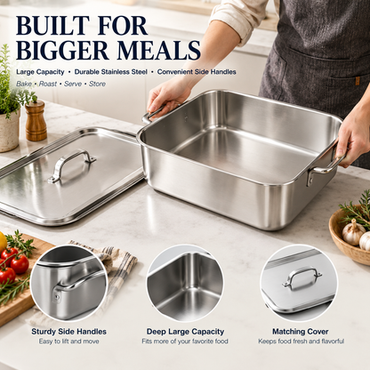 🥘🥘Large, extra-thick, heavy-duty baking pan; high-temperature resistant kitchen tray.