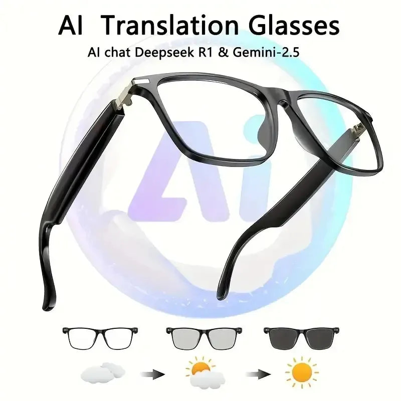 🔥 AI Interpretation Smart Glasses🕶️164-Language Translation, Photochromic Lenses,  Hands-Free Audio