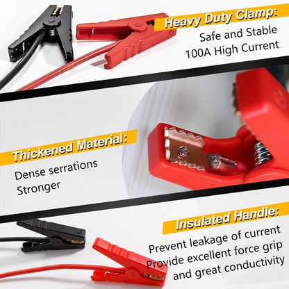 Car Starter Jumper Cables With Adapter For Dewalt 20v