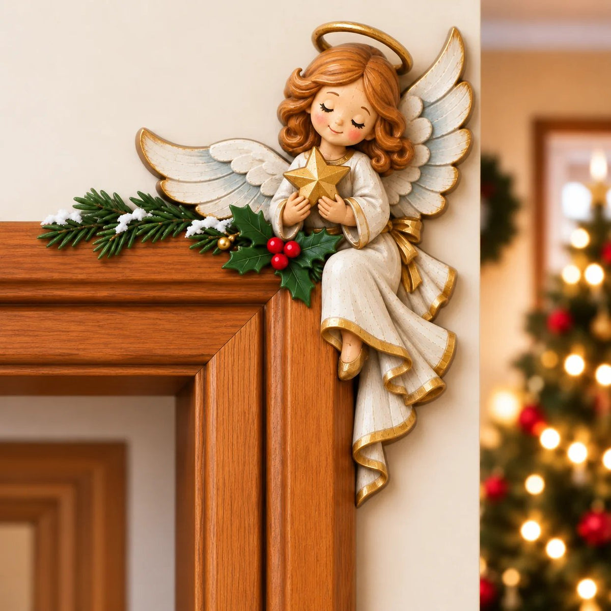 🎄👀 Christmas Peekaboo Door Frame Corner Decor | Size: 20 cm ✨