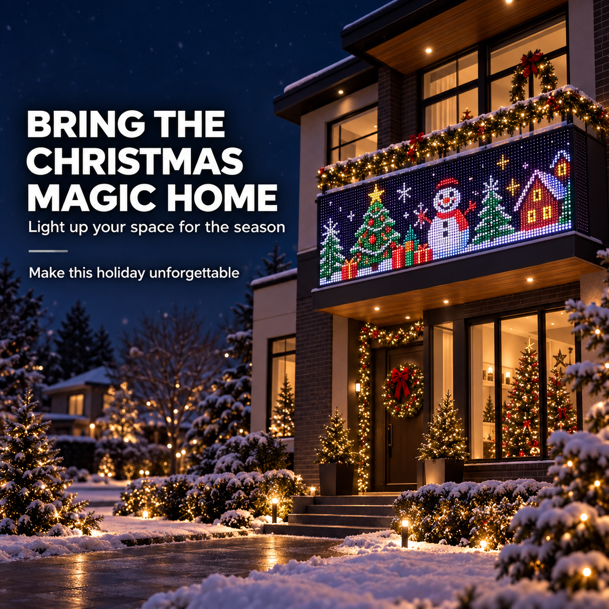 🔥LAST DAY 50% OFF✨🎄 Turn Your Balcony Into a Christmas Show – Animated LED Pixel Curtain Lights🎅