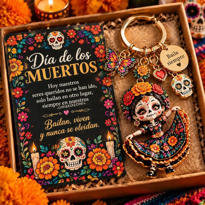 🌼💀 Día de Muertos Charm Keychain | 4 Colorful Floral & Skull-Inspired Styles 🔑✨