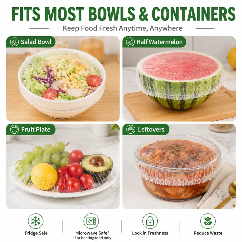 🔥🔥LAST DAY 49% OFF🔥🍽️ Elastic Stretch Bowl Covers 🔁Disposable Microwave Safe Food Storage Covers