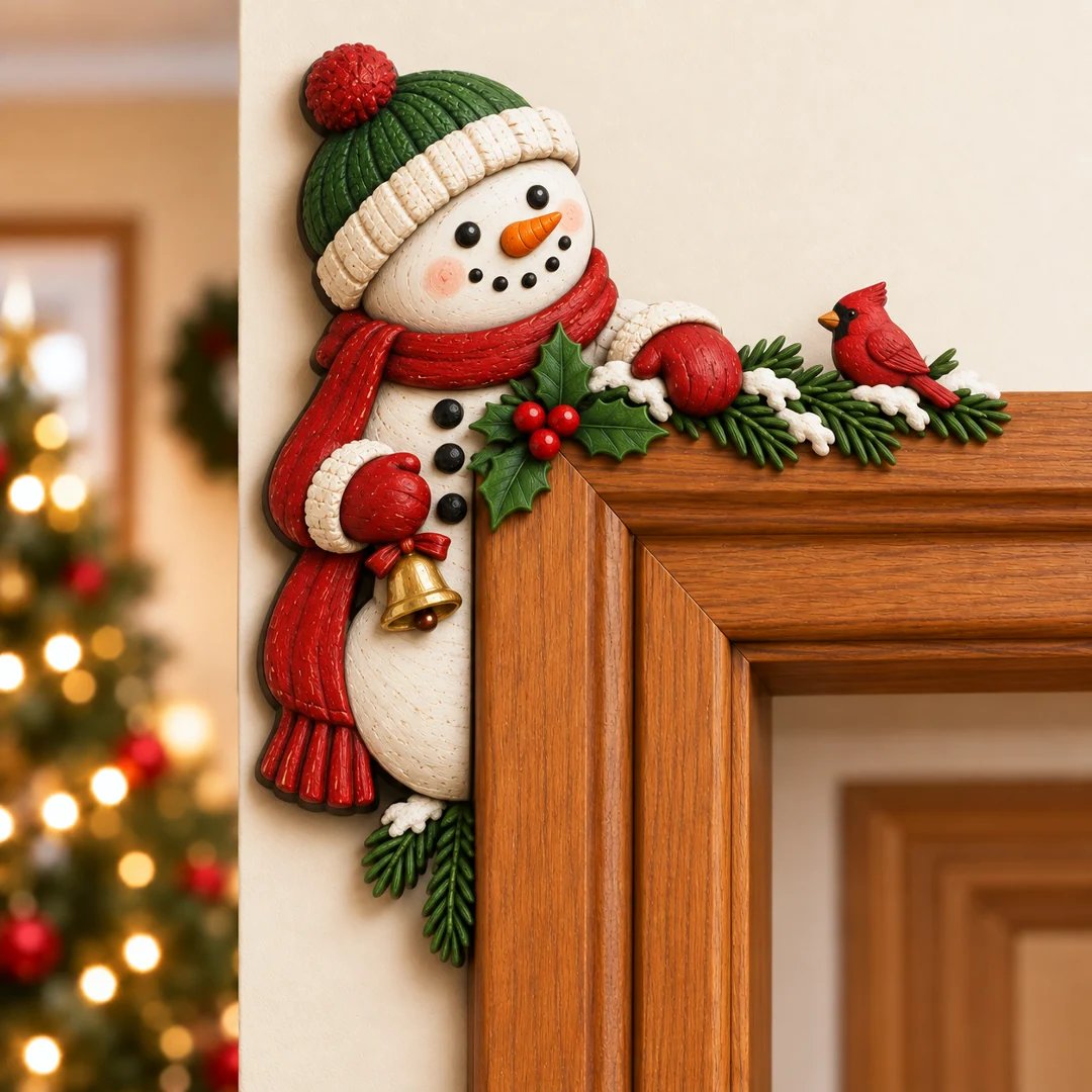 🎄👀 Christmas Peekaboo Door Frame Corner Decor | Size: 20 cm ✨