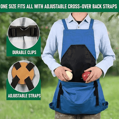 ✨Cross Back Gardening Apron With Deep Kangaroo Release Pockets