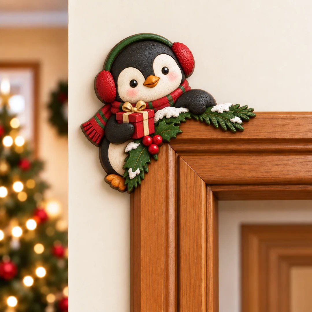 🎄👀 Christmas Peekaboo Door Frame Corner Decor | Size: 20 cm ✨
