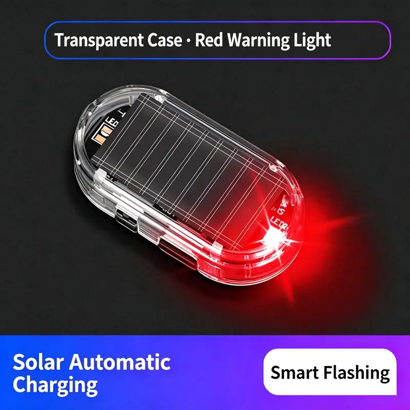 🚨 Solar Fake Car Alarm Light – LED Security Warning Flashing Simulator