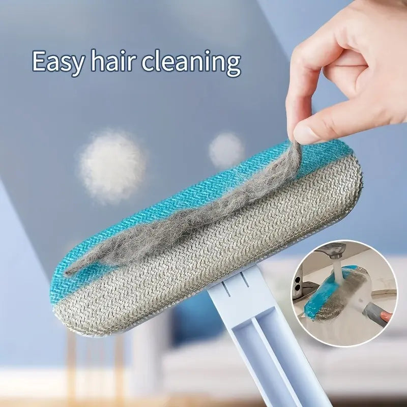 Upgraded Reusable Pet Hair Remover Brush – Extra-Long Handle Lint Cleaner for Dog & Cat Hair, Washable Multi-Surface Tool for Furniture, Bedding, Clothes & Car Interiors