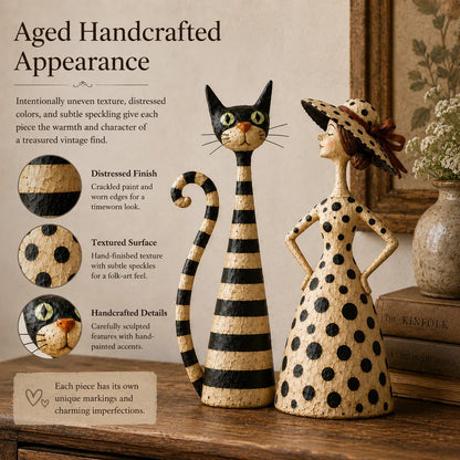 🐱✨ Vintage Cat & Lady Sculptures 🎨