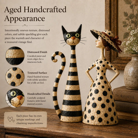 ✨ Vintage Cat & Lady Sculptures – Elegant Retro Figurine Set | Artistic Home Décor for Living Room, Bedroom, Shelf & Tabletop