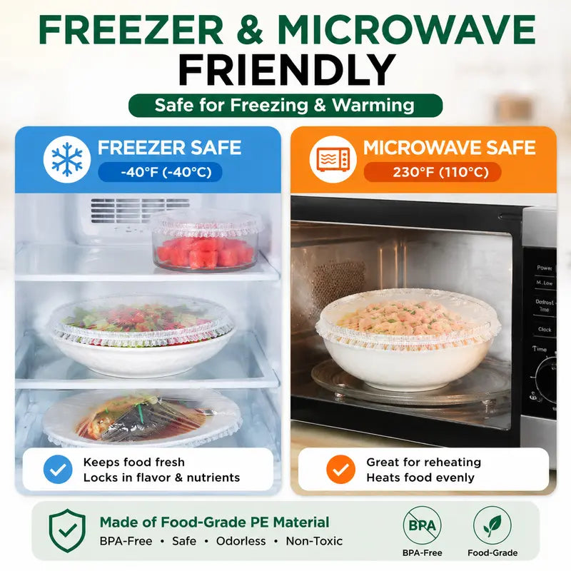🔥🔥LAST DAY 49% OFF🔥🍽️ Elastic Stretch Bowl Covers 🔁Disposable Microwave Safe Food Storage Covers
