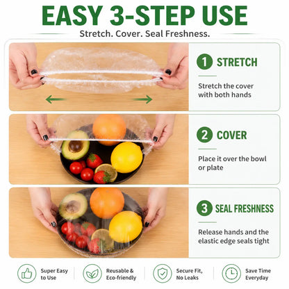 🥗 100PCS Disposable Stretch Food Covers 🍽️✨