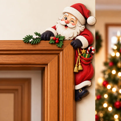 🎄👀 Christmas Peekaboo Door Frame Corner Decor | Size: 20 cm ✨