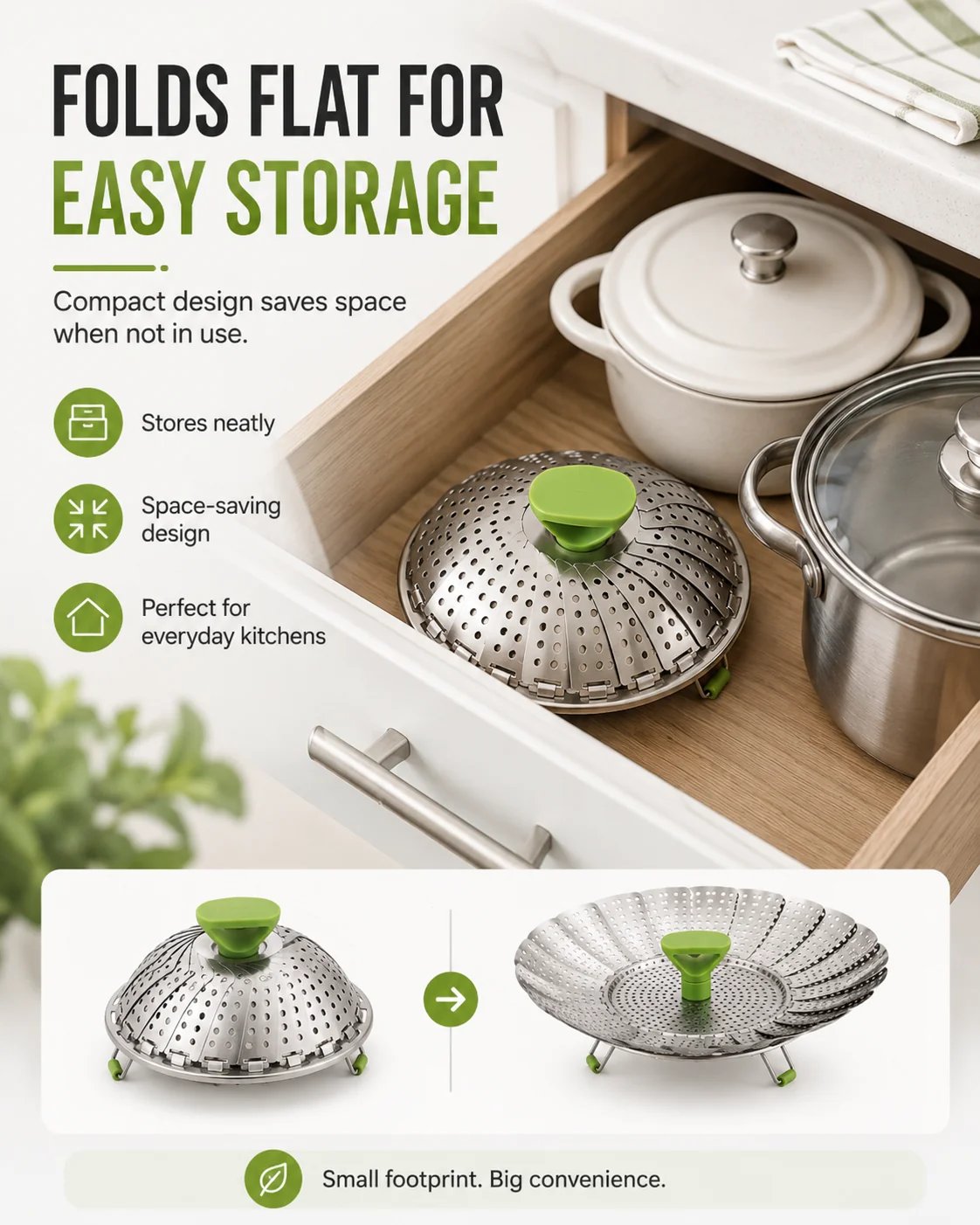 🥟🥟Expandable Stainless Steel Steamer Basket | Foldable Pot Insert