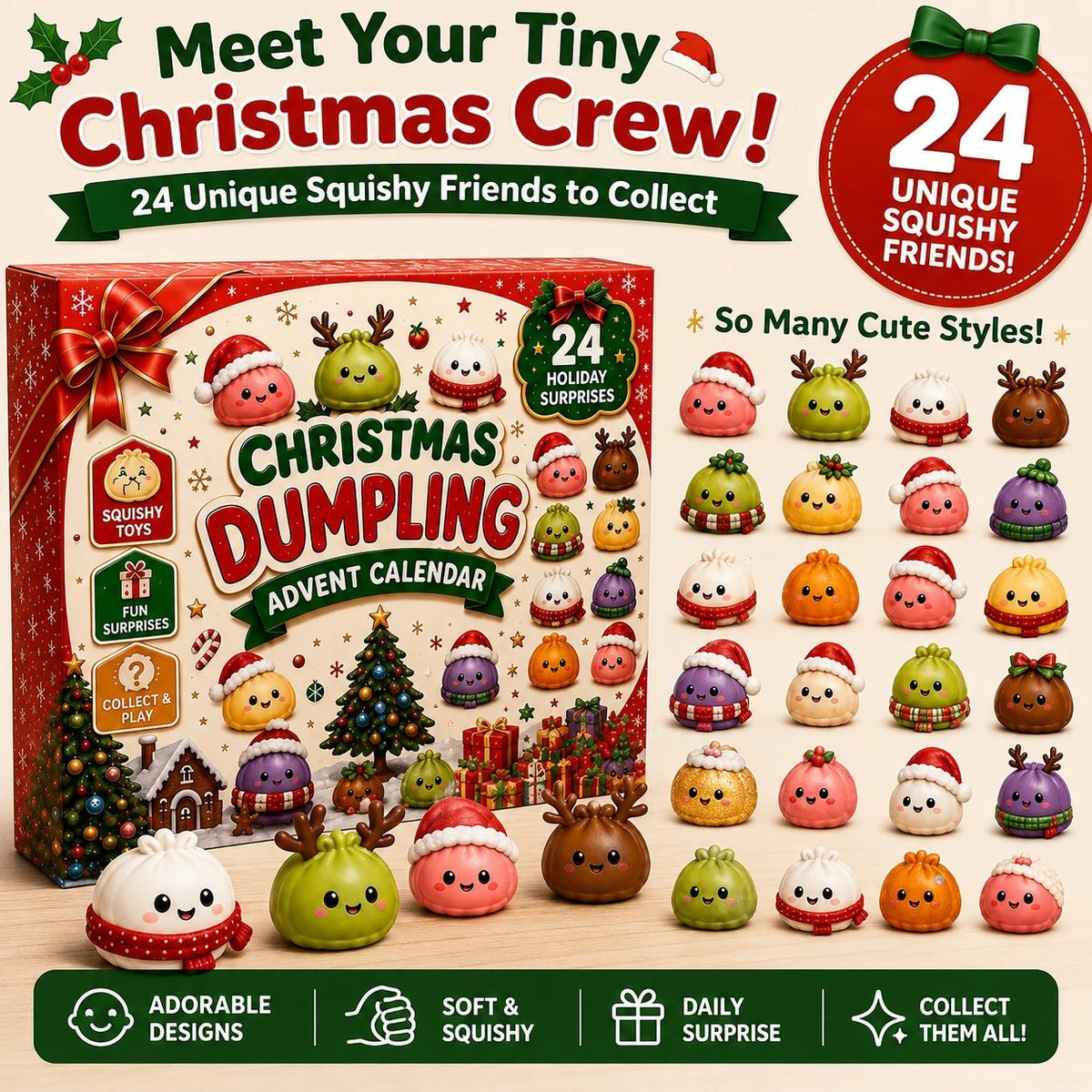 🎅🎅 CHRISTMAS SPECIAL | 24 Days of Mini Squishies – Cute 2026 Advent Calendar with Daily Dumpling Surprises