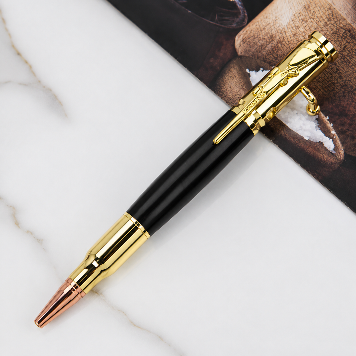 🔥🖊100% Handmade Bolt Action Wooden Bullet PenTM | Crafted From Real Wood & Bullet Casing