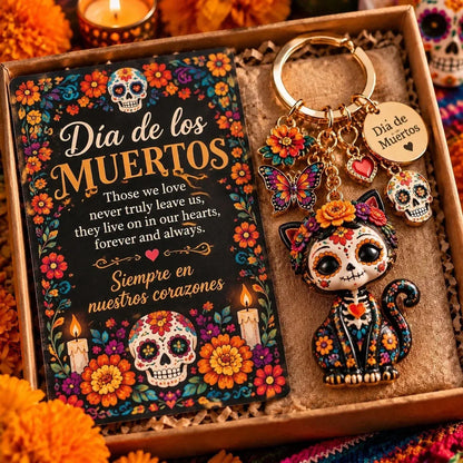 🌼💀 Día de Muertos Charm Keychain | 4 Colorful Floral & Skull-Inspired Styles 🔑✨