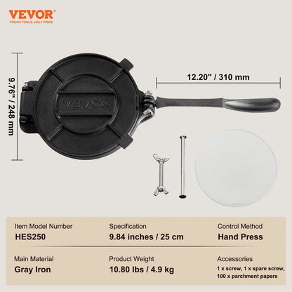 🍕🥞10-inch tortilla press—suitable for making tortillas, pita bread, flatbreads, and pancakes.