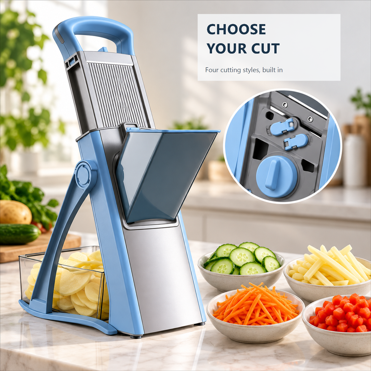 🥕🔪 sohochic Safe Mandoline Slicer Plus – Adjustable Vegetable Chopper & Fries Cutter ✨🔪