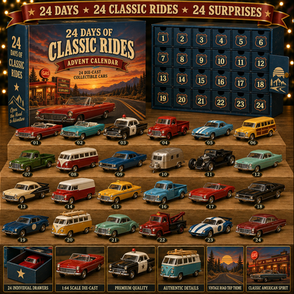 🚗🎁 24 Days of American Car Legends Advent Calendar – 24 Die-Cast Collectibles ✨