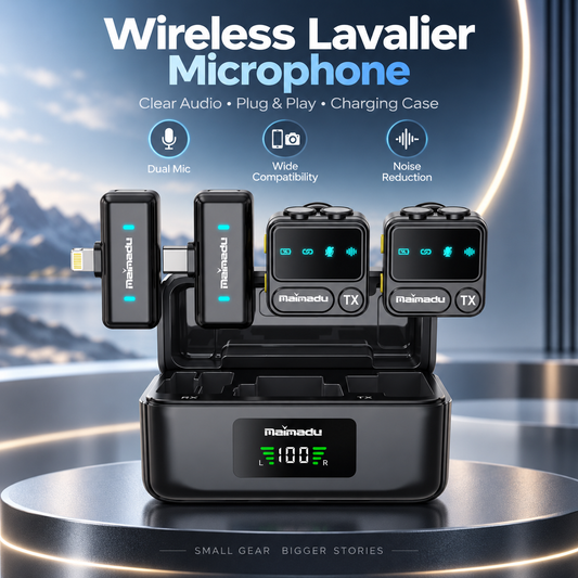 Wireless Lavalier Microphone for iPhone iPad Android With Charging Case Audio Smartphone Audio Smartphone