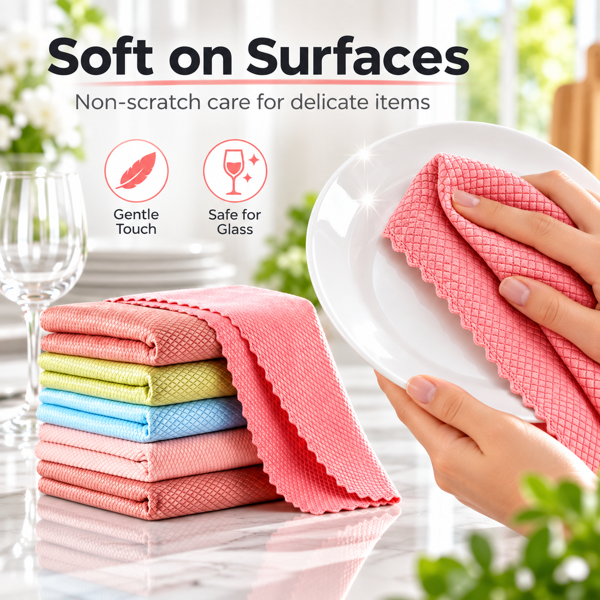 🧽10-Pack Fish Scale Microfiber Cleaning Cloths | Streak-Free✨