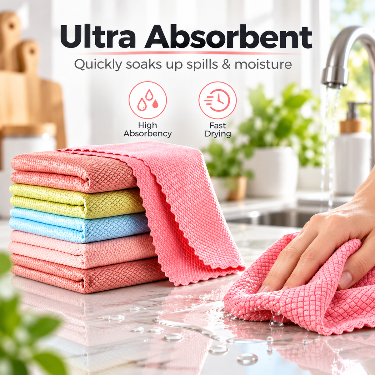 🧽10-Pack Fish Scale Microfiber Cleaning Cloths | Streak-Free✨