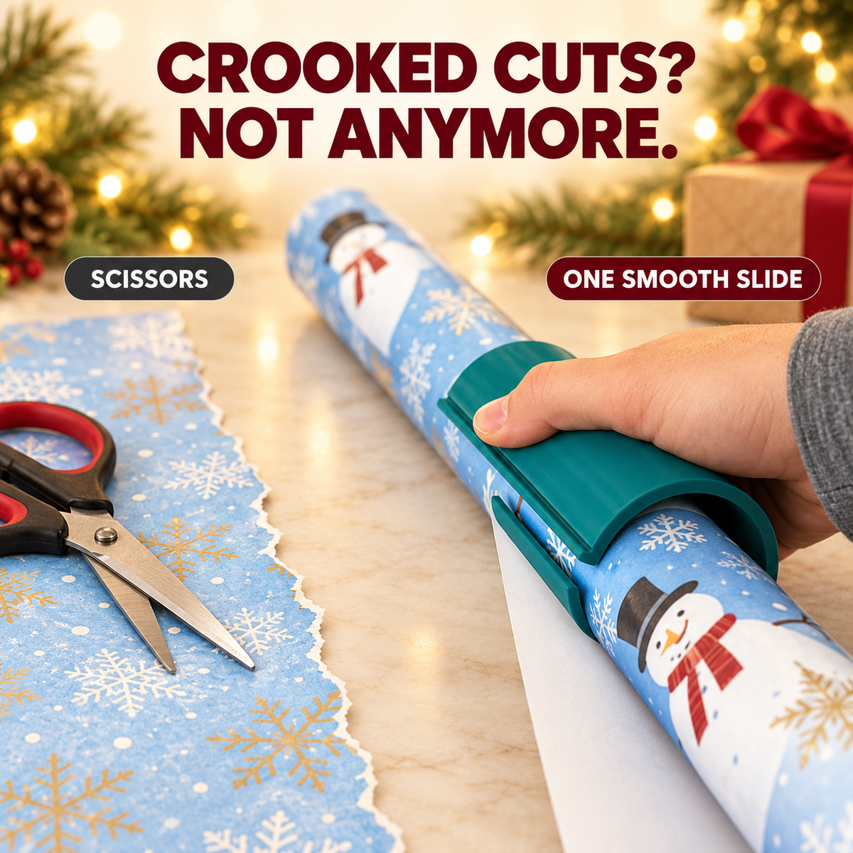 🎁✨ One-Slide Gift Wrap Cutter – Clean, Straight Cuts Without Scissors 📏