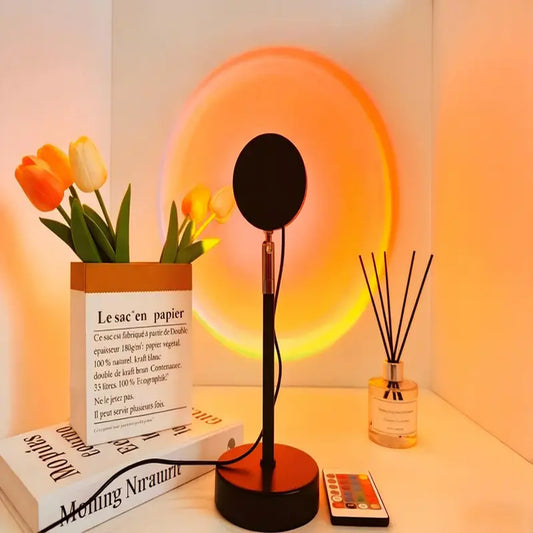 🌅✨ Sunset Projector Lamp – 16 RGB Colors, 180° Rotation & Starry Sky + Moon Effects 🌙