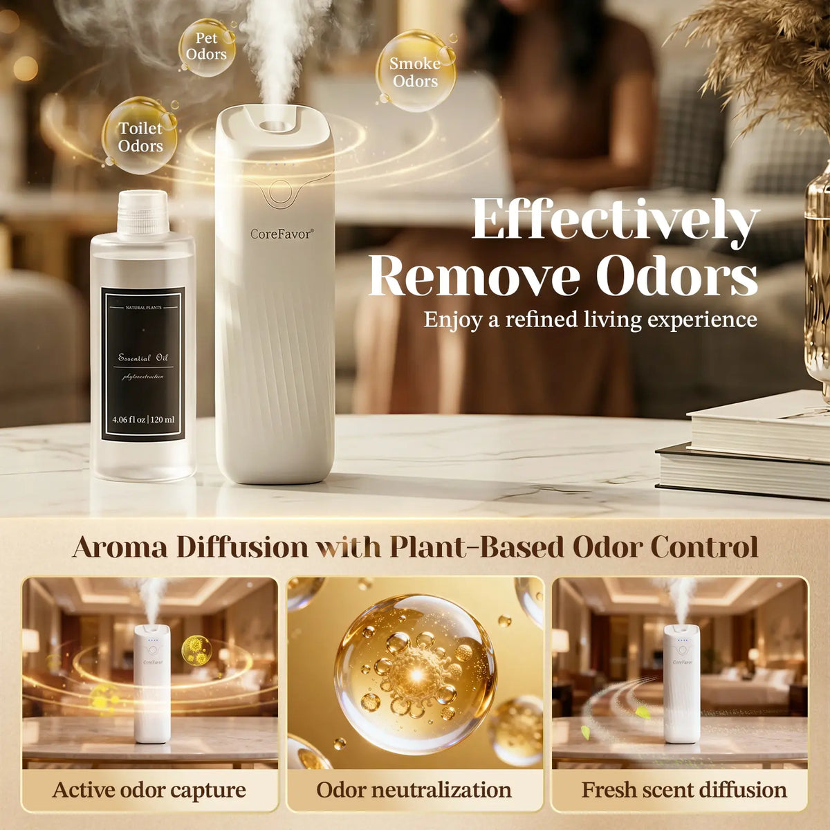 🌿✨ Waterless Essential Oil Diffuser – Wall-Mountable, USB Rechargeable & 4-Level Fragrance Control 💧