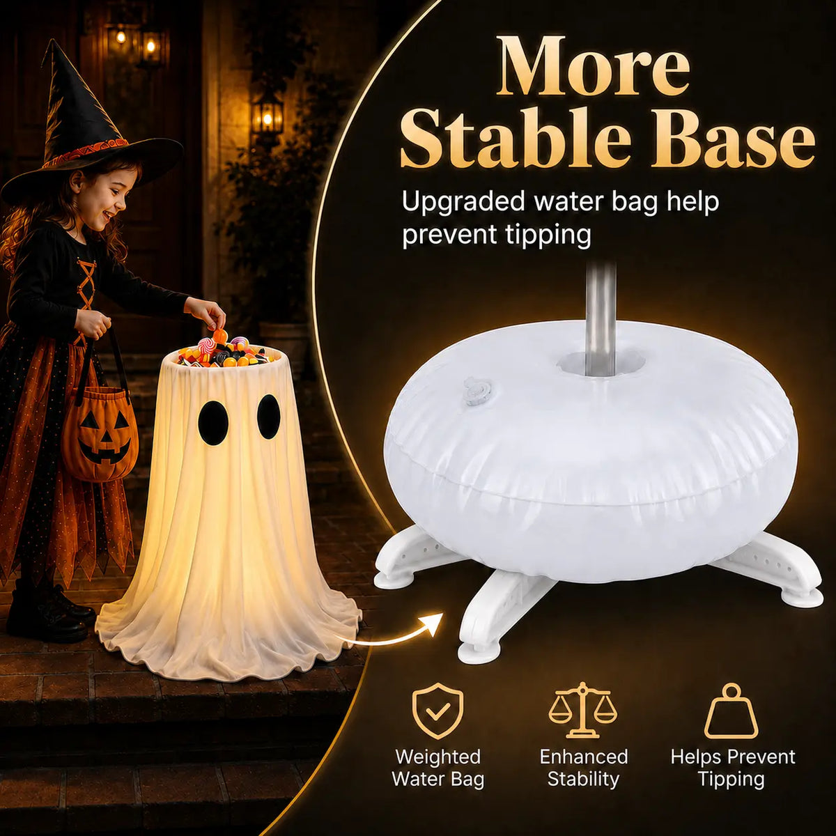 🎃👻🍬 Halloween Glow-in-the-Dark Ghost Candy Bowl – With String Lights, Timer, and Remote Control 🎃✨👻