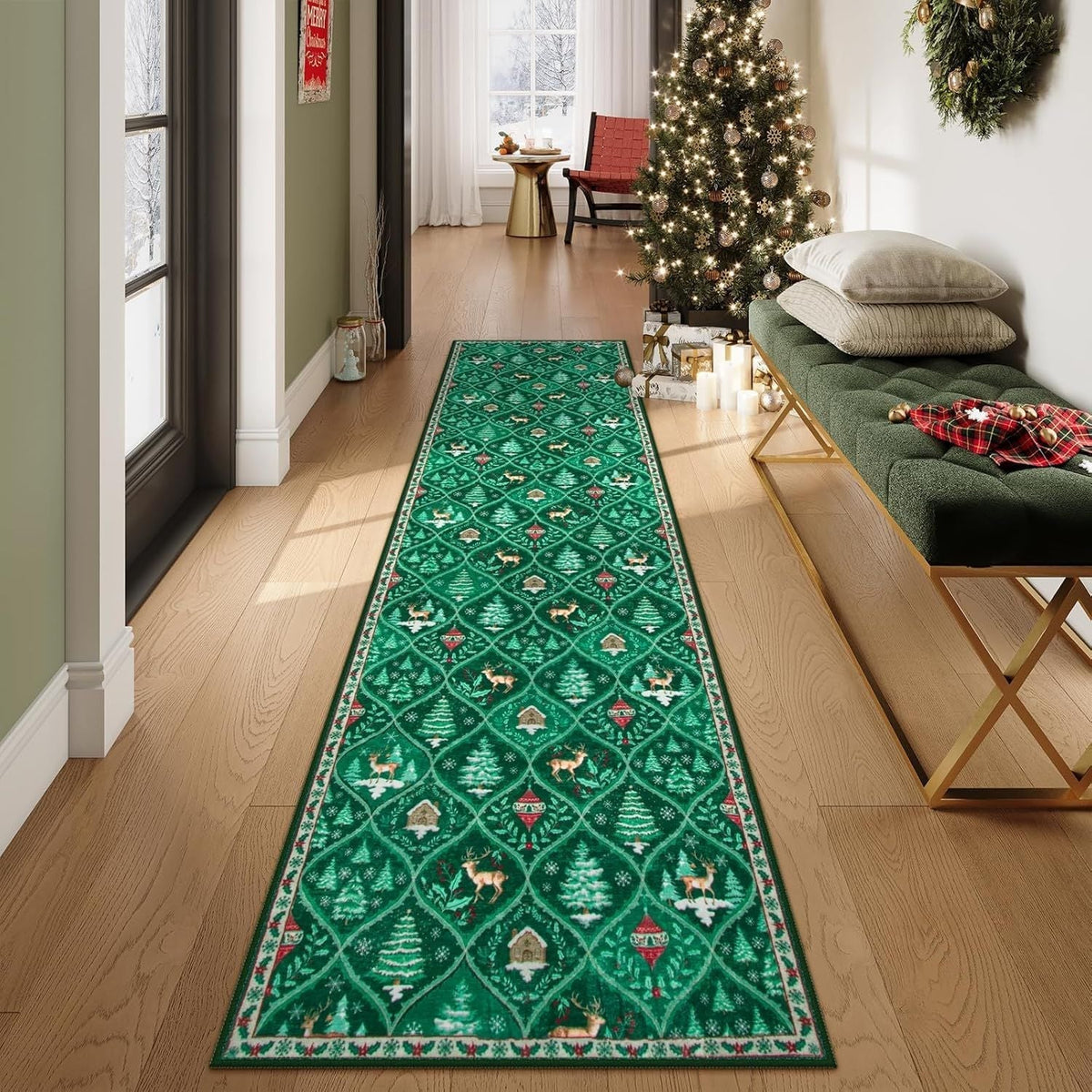 🎄✨ Christmas Runner Rug – Soft, Non-Slip & Washable Holiday Decor 🎁