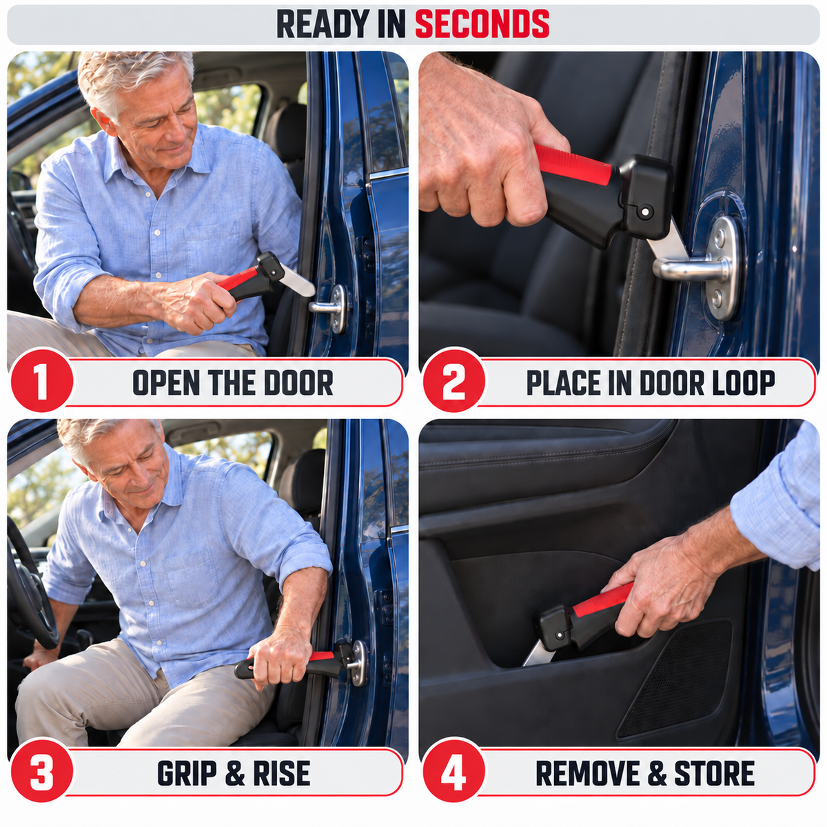 🚗🦯 All-in-One Car Cane Mobility Aid – Door Handle Assist with LED Light & Emergency Tool 🔦🚗
