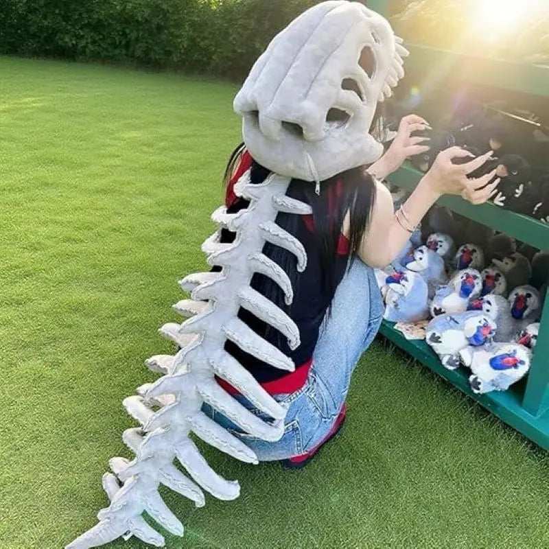 Dinosaur Skeleton Headgear Pillow, 4 Color Options Available, Unisex Cushion, Perfect for Party Cosplay and Sofa Lounging