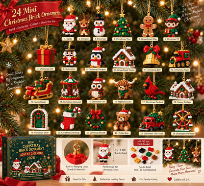 🎄🧱 24-Day Mini Christmas Brick Ornament Advent Calendar – Build, Hang & Keep 24 Holiday Ornaments 🎁✨