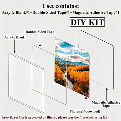 Acrylic DIY Square Fridge Magnets Set with Adhesive Backing - Photo Frames for Crafts, Kitchen, Home Decor Use