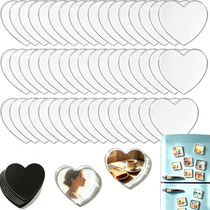 Acrylic DIY Square Fridge Magnets Set with Adhesive Backing - Photo Frames for Crafts, Kitchen, Home Decor Use