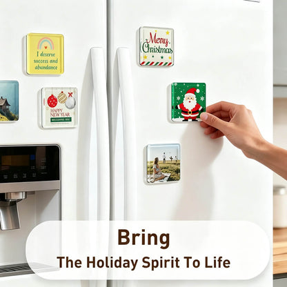 Acrylic DIY Square Fridge Magnets Set with Adhesive Backing - Photo Frames for Crafts, Kitchen, Home Decor Use