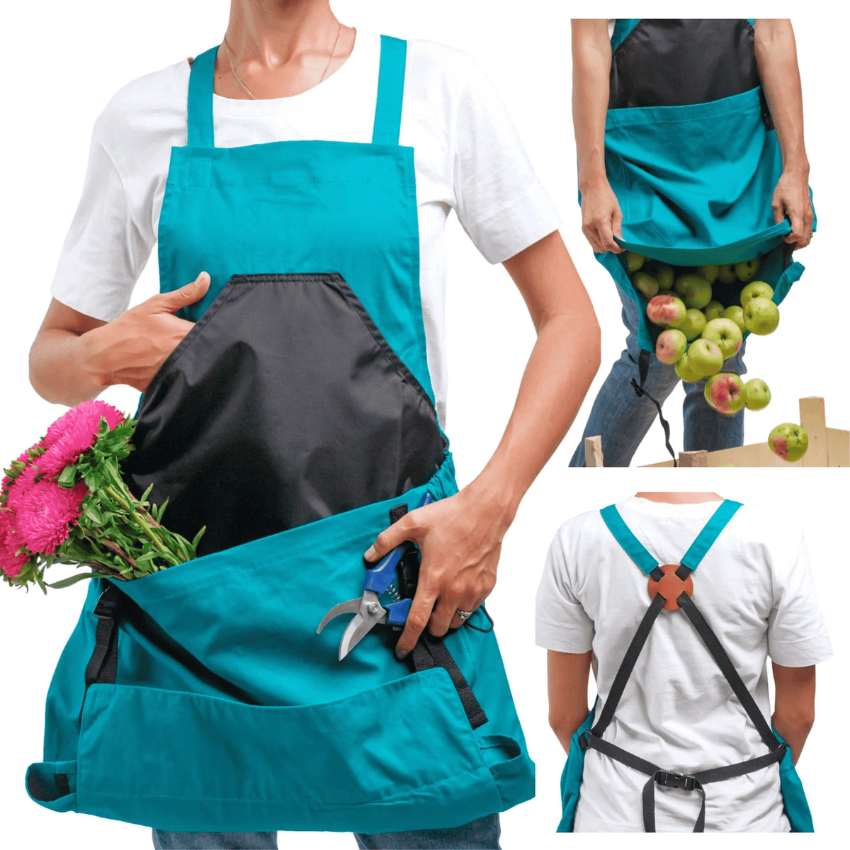 ✨Cross Back Gardening Apron With Deep Kangaroo Release Pockets