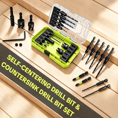 Upgrade Your Woodworking – 15PCS Adjustable Countersink Drill Bit Set with Wood Plug Cutters