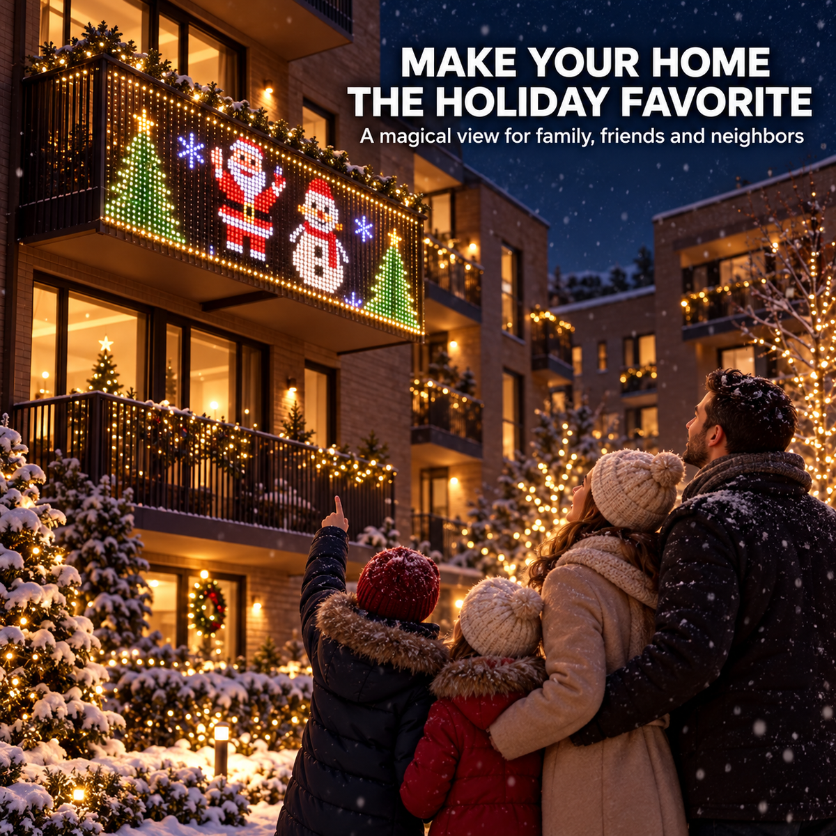 🔥LAST DAY 50% OFF✨🎄 Turn Your Balcony Into a Christmas Show – Animated LED Pixel Curtain Lights🎅