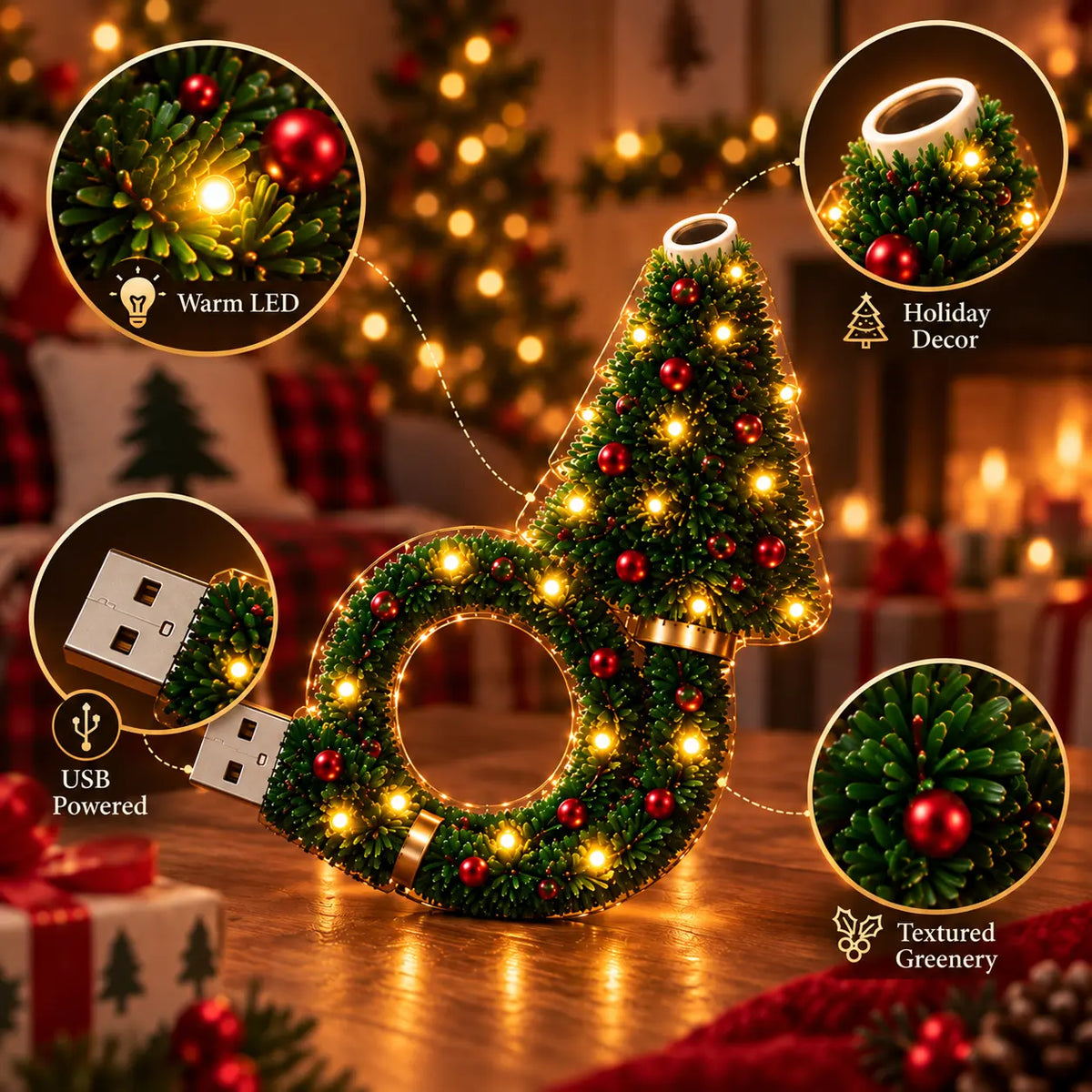 🎄 2026 Christmas Projector Night Light – USB Plug-In Holiday Projector Lamp | 6+ Festive Patterns for Bedroom, Party & Christmas Décor